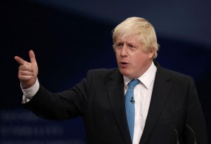 London's Mayor Boris Johnson speaks on the third day of the Conservative Party Conference in Manchester northern Britain