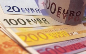 close-up shot of different value euro currency