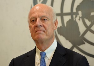New United Nations Special Envoy for Syria, Staffan de Mistura July 17, 2014 at UN headquarters in New York.AFP PHOTO/Stan HONDA