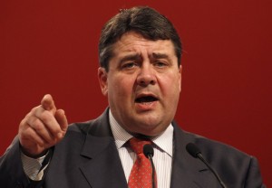 Sigmar Gabriel, leader of the Social Democratic Party (SPD), gives a speech during a federal state party congress in Dortmund February 27, 2010. REUTERS/Ina Fassbender   (GERMANY - Tags: POLITICS HEADSHOT)