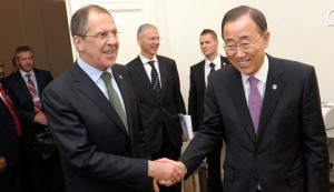 Russian Foreign Minister Sergei Lavrov and UN chief Ban Ki-moon