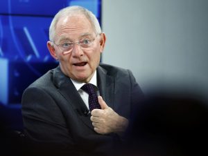 German Finance Minister Schaeuble speaks during the session 'Recharging Europe' in the Swiss mountain resort of Davos