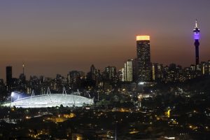 Johannesburg City and Stadium in the evening