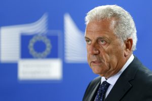 EU Commissioner for Migration Avramopoulos addresses a news conference at the EU Commission headquarters in Brussels