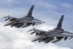 Demon flight of F-16 pilots from the 169th Fighter Wing, South Carolina Air National Guard flies a training mission in the KIWI MOA airspace over the cost of North Carolina Cost . (U.S. Air Force photo SMSgt Thomas Meneguin)