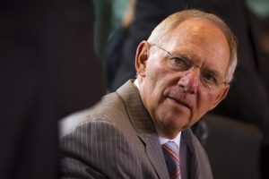 German Finance Minister Schaeuble attends cabinet meeting at Chancellery in Berlin