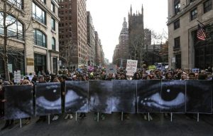 NEW YORK, NY - DECEMBER 13: Thousands of people gather at Washington Square to march through the Manhattan to protest the police violence on December 13, 2014 in New York, United States. (Photo by Cem Ozdel/Anadolu Agency/Getty Images)